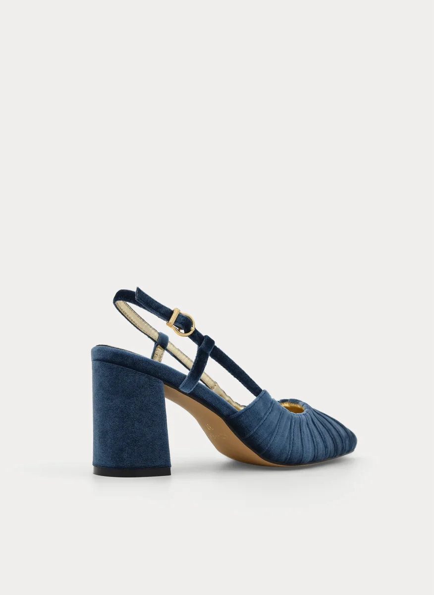 ZAPATO DE TERCIOPELO DESTALONADO AZUL - Imagen 5