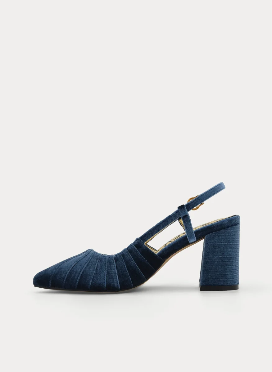 ZAPATO DE TERCIOPELO DESTALONADO AZUL - Imagen 6