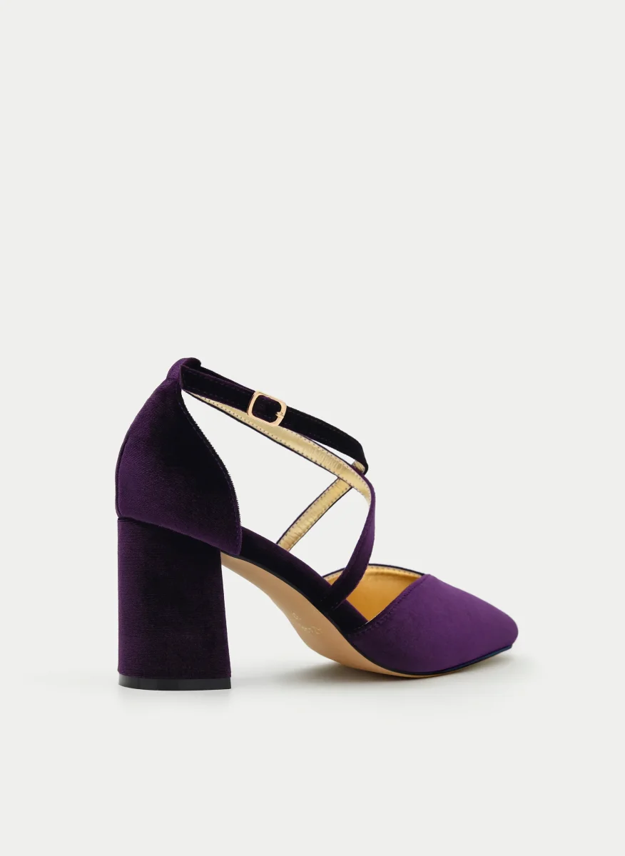 SALÓN MORADO DE TERCIOPELO TACÓN ANCHO Y TIRAS - Imagen 6