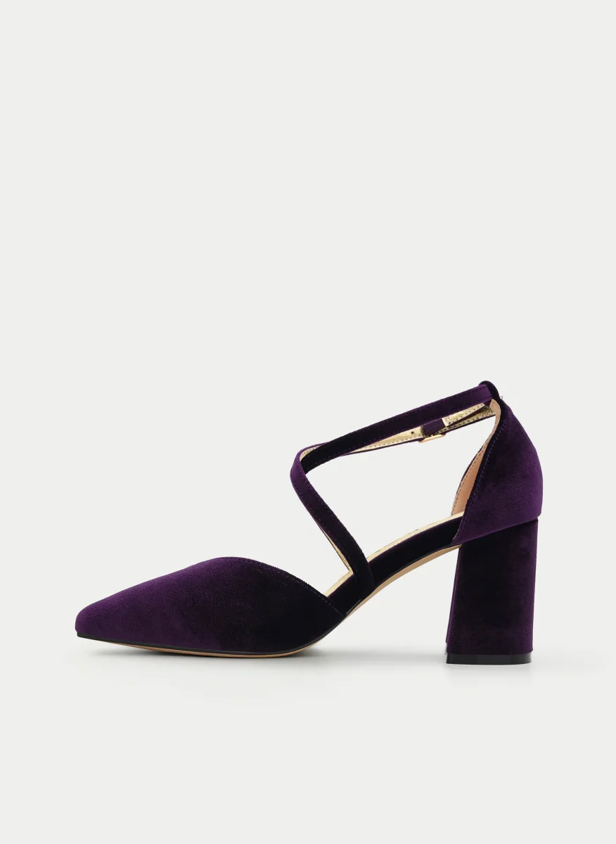 SALÓN MORADO DE TERCIOPELO TACÓN ANCHO Y TIRAS - Imagen 7