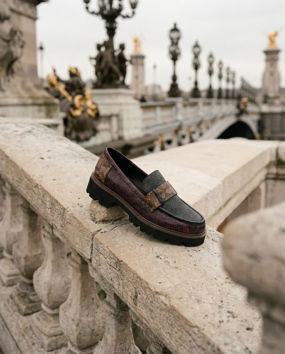 MOCASÍN TAUPE MARRÓN ANIMAL PRINT SUELA TRACK - Imagen 6