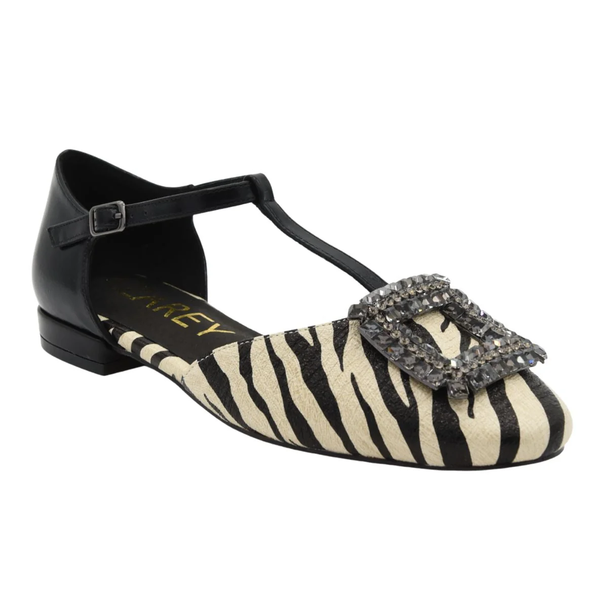 ZAPATO MARY JANE NEGRO CEBRA HEBILLA JOYA - Imagen 5