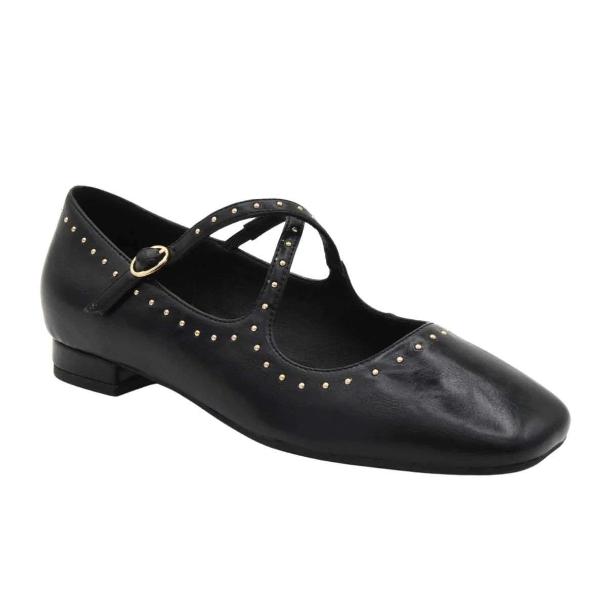 BAILARINA NEGRA CON TACHAS Y TIRAS CRUZADAS - Imagen 4