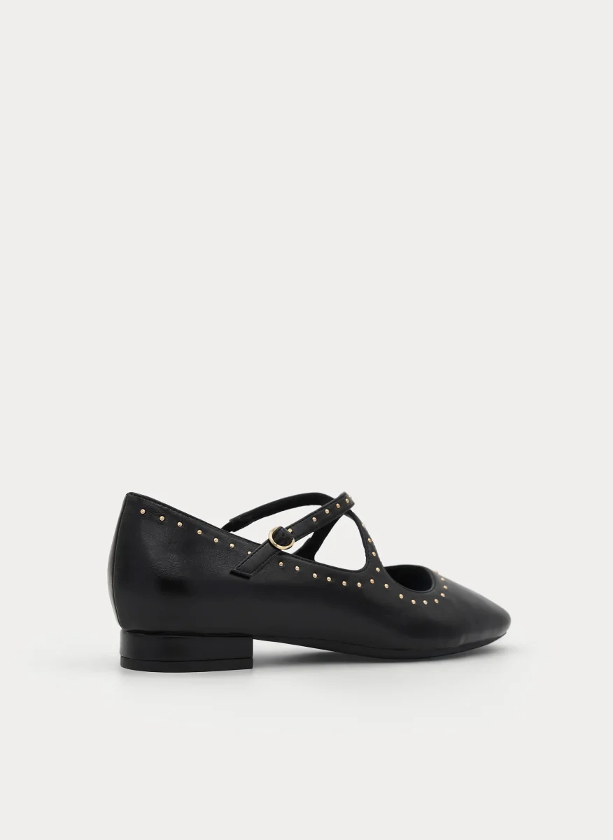 BAILARINA NEGRA CON TACHAS Y TIRAS CRUZADAS - Imagen 7