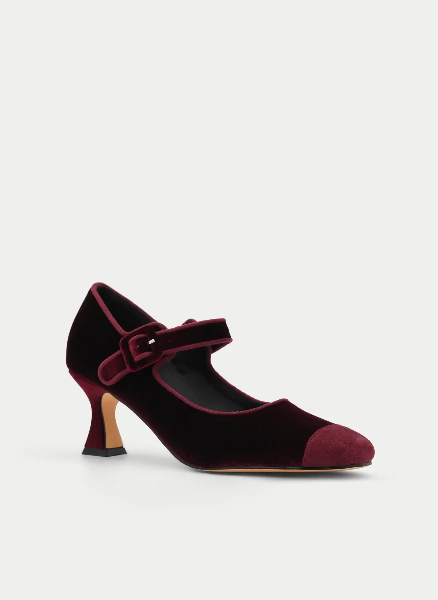 ZAPATO BURDEOS DE TERCIOPELO CON HEBILLA - Imagen 5