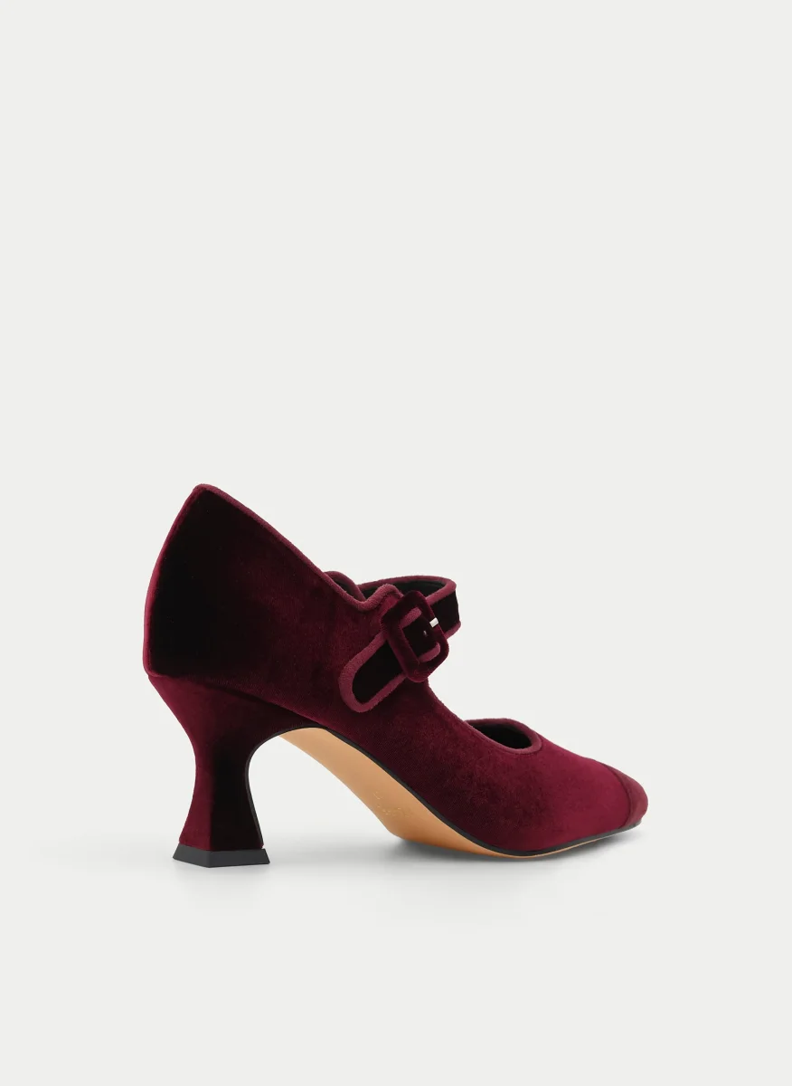 ZAPATO BURDEOS DE TERCIOPELO CON HEBILLA - Imagen 6