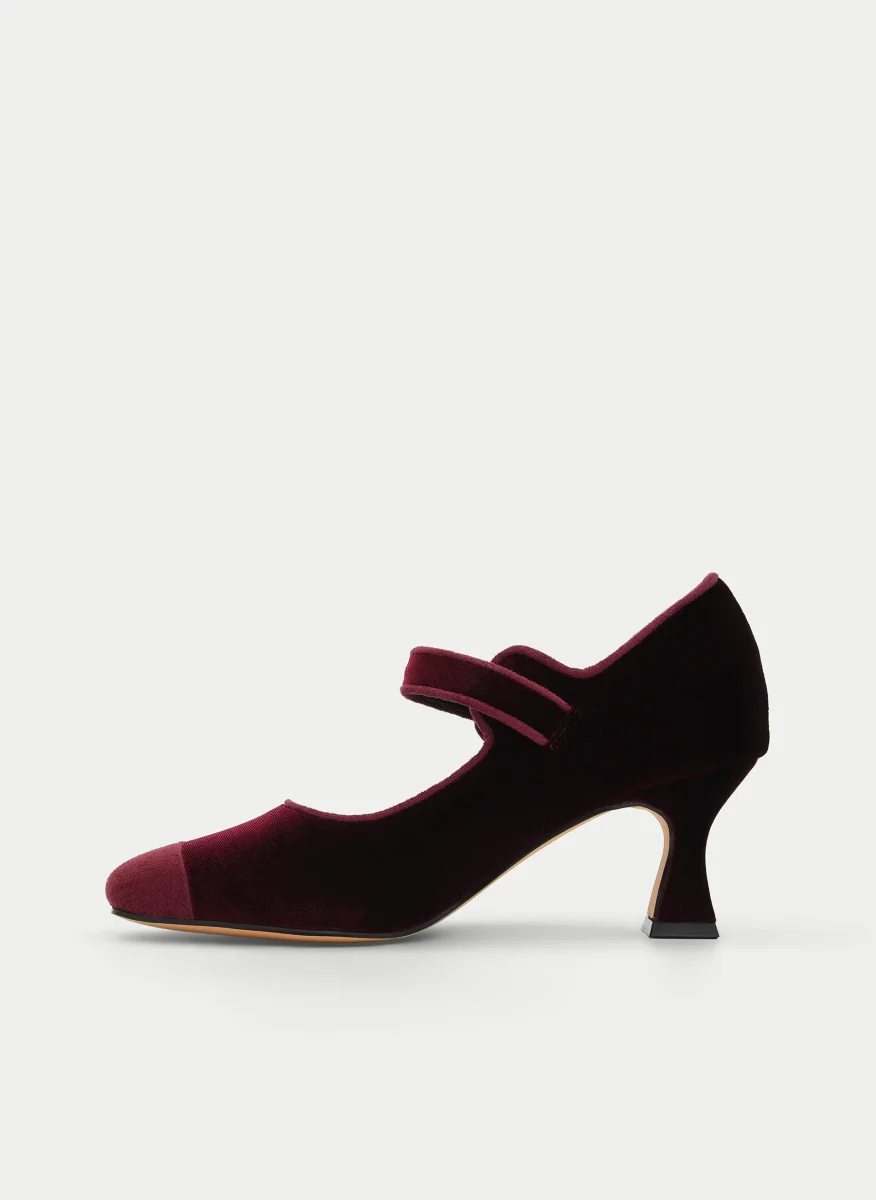 ZAPATO BURDEOS DE TERCIOPELO CON HEBILLA - Imagen 3