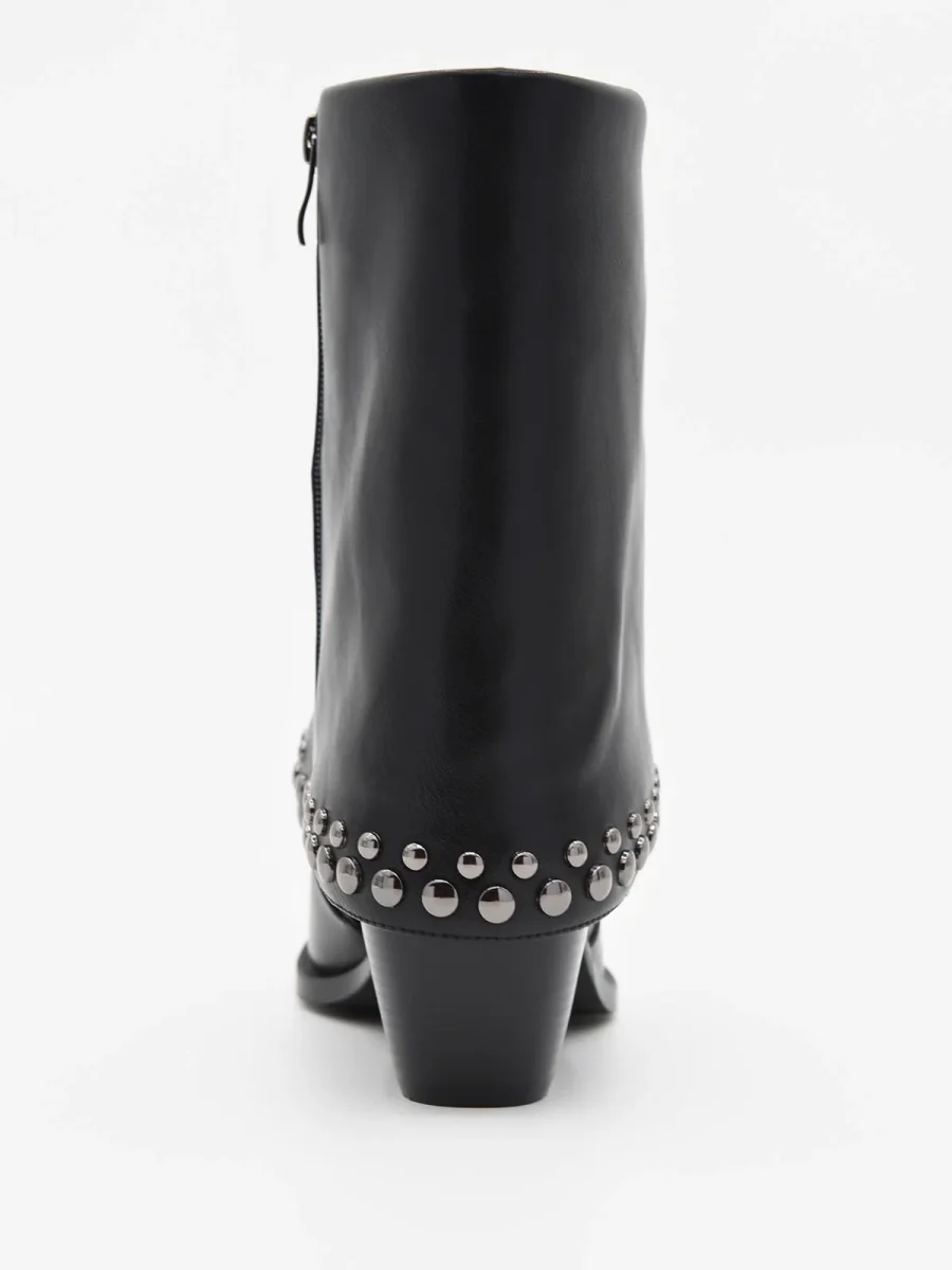 BOTÍN NEGRO CON POLAINA Y TACHAS - Imagen 7