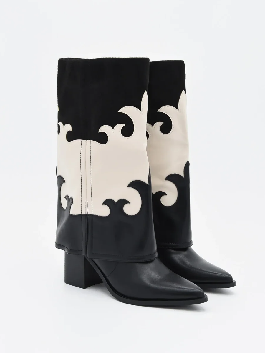 BOTA COWBOY BICOLOR NEGRO Y BLANCO - Imagen 3