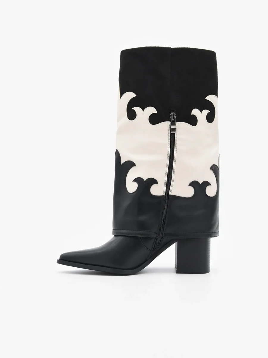BOTA COWBOY BICOLOR NEGRO Y BLANCO - Imagen 4