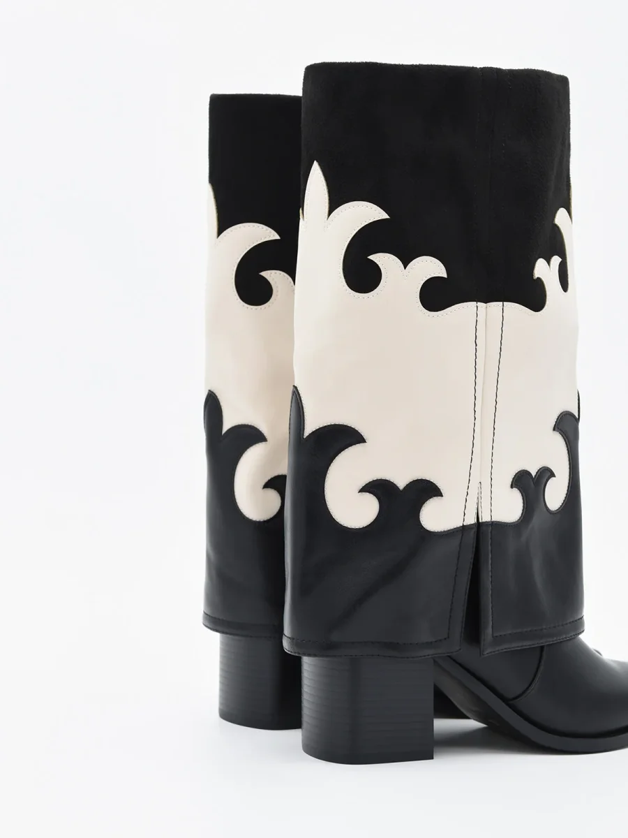 BOTA COWBOY BICOLOR NEGRO Y BLANCO - Imagen 5