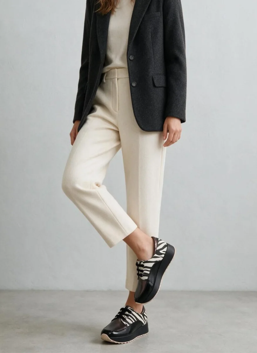 ZAPATO CUÑA NEGRO CEBRA CORDONES - Imagen 3