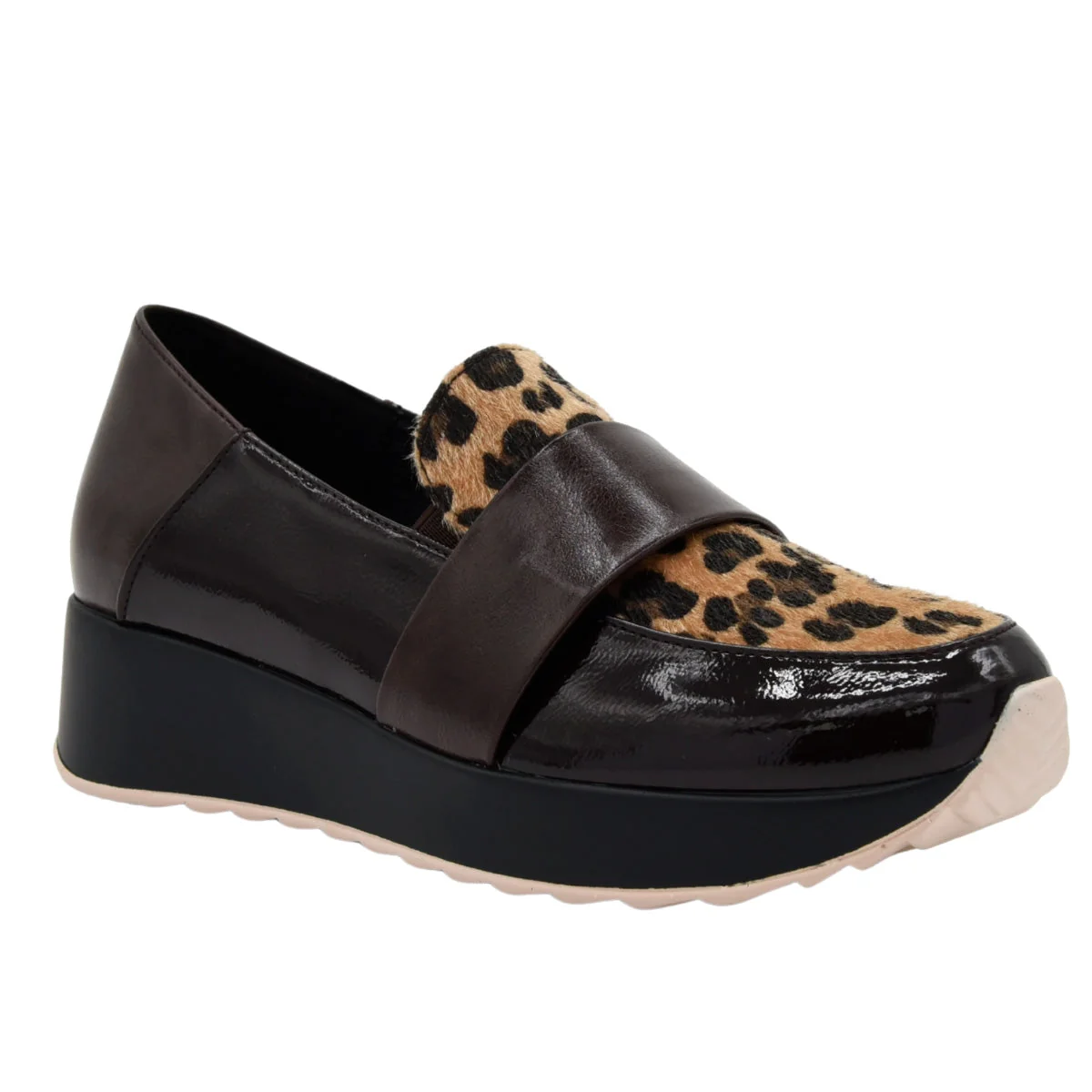 MOCASÍN MARRÓN LEOPARDO CUÑA CONFORT - Imagen 4