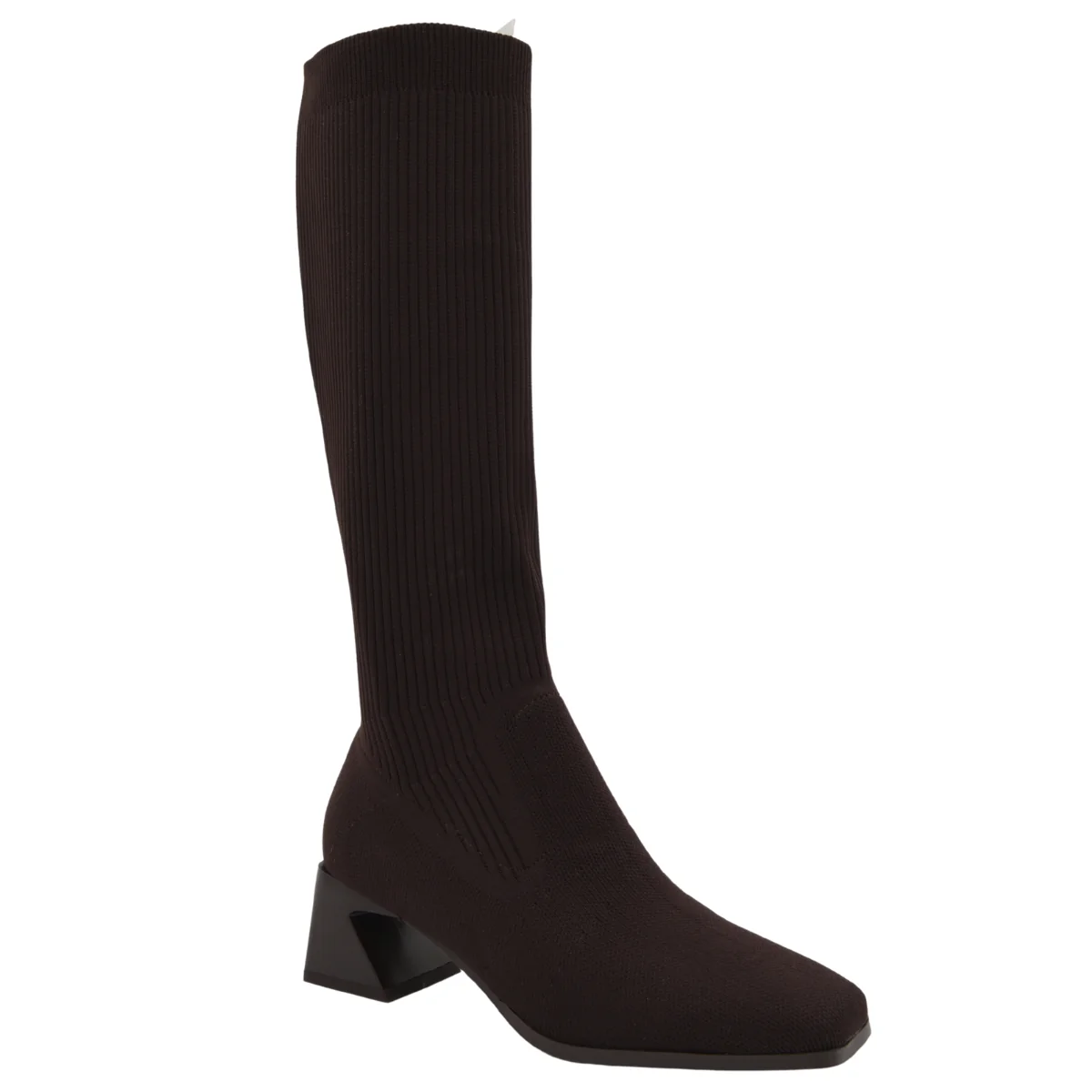 BOTA ALTA CALCETÍN MARRÓN TACÓN ANCHO - Imagen 4