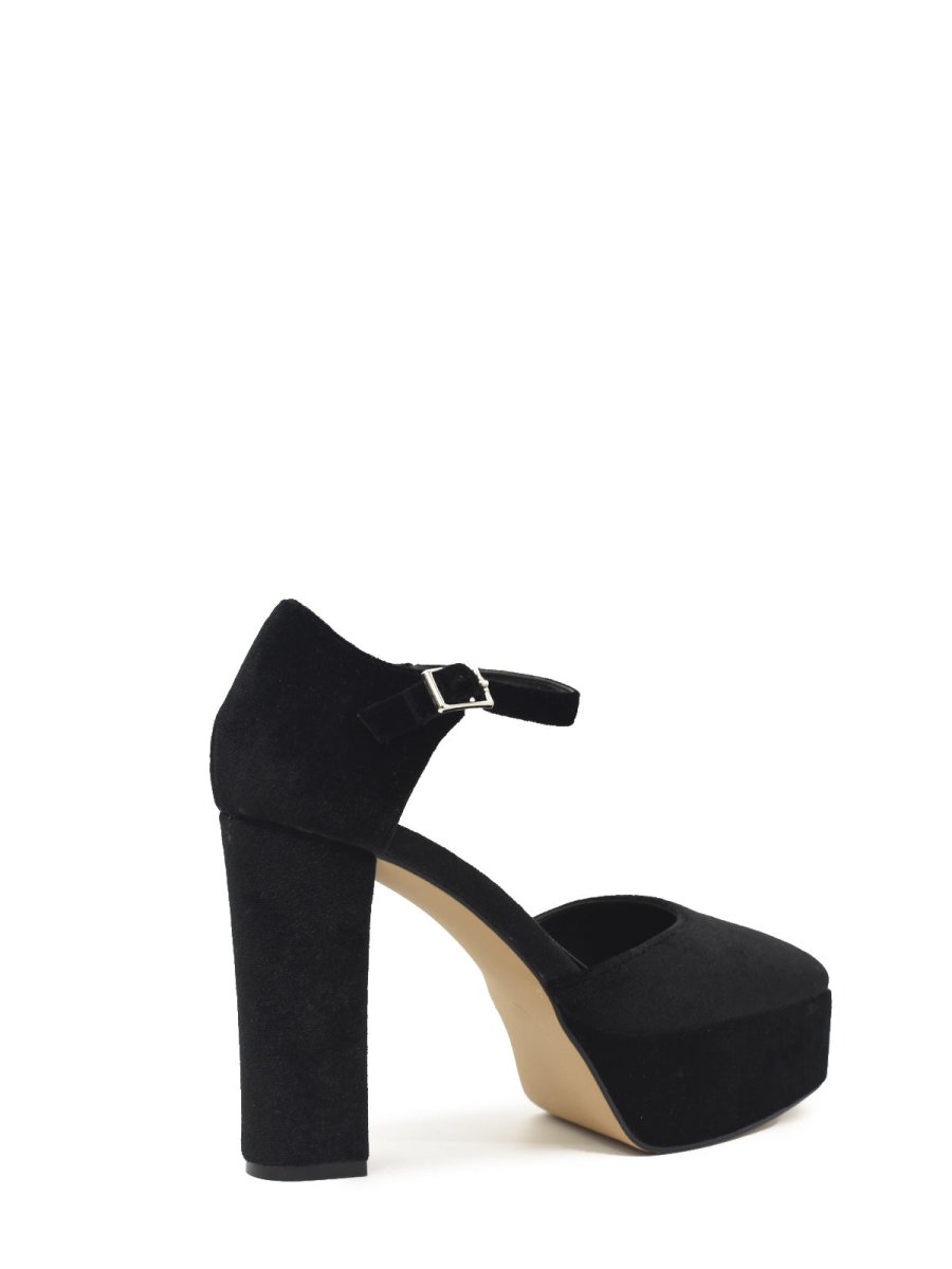 Zapato de terciopelo con plataforma en color negro y cierre de hebilla - Imagen 3