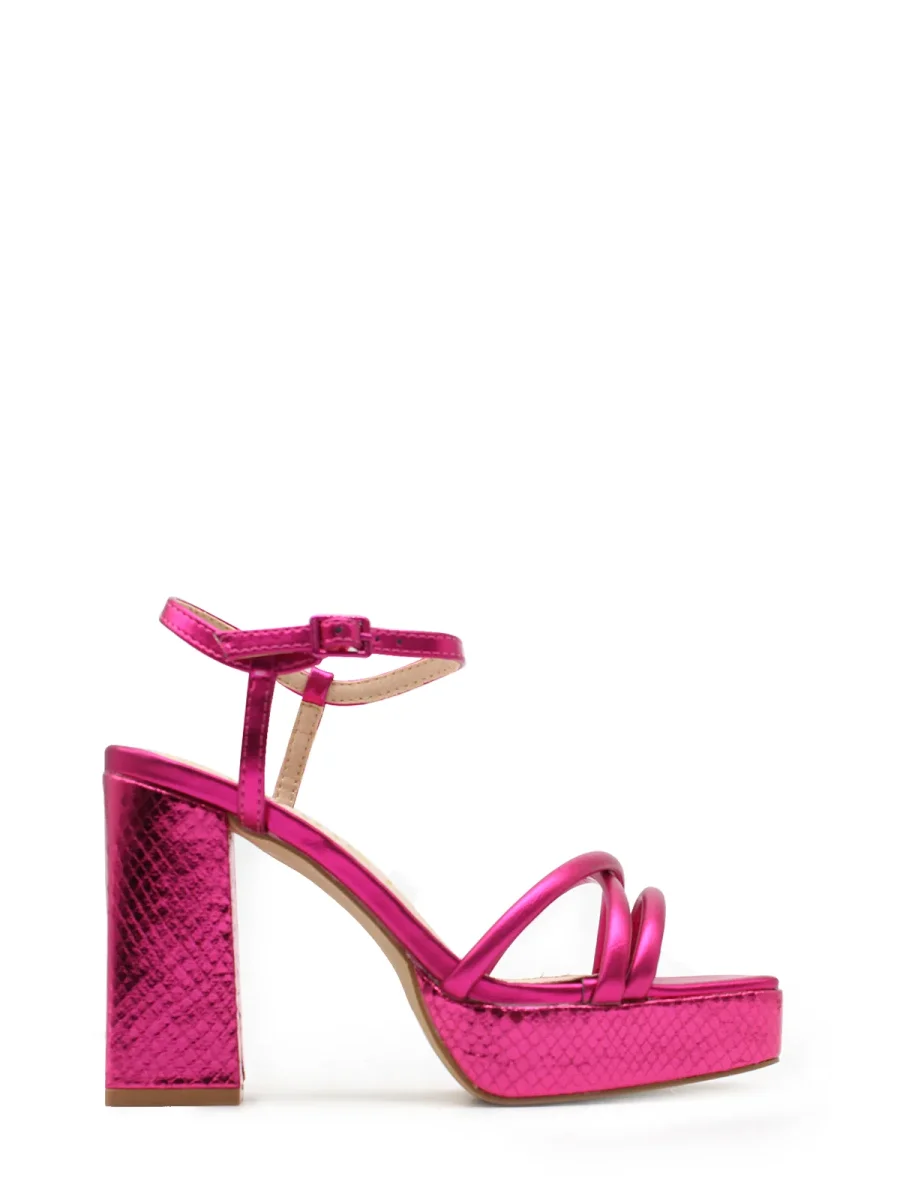 Sandalia de tiras fucsia metalizada - Imagen 2