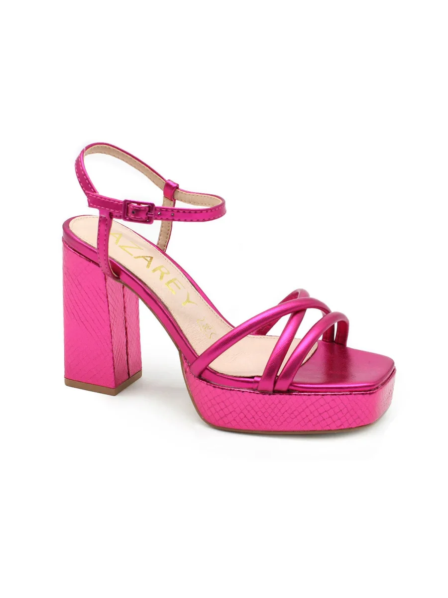 Sandalia de tiras fucsia metalizada - Imagen 3