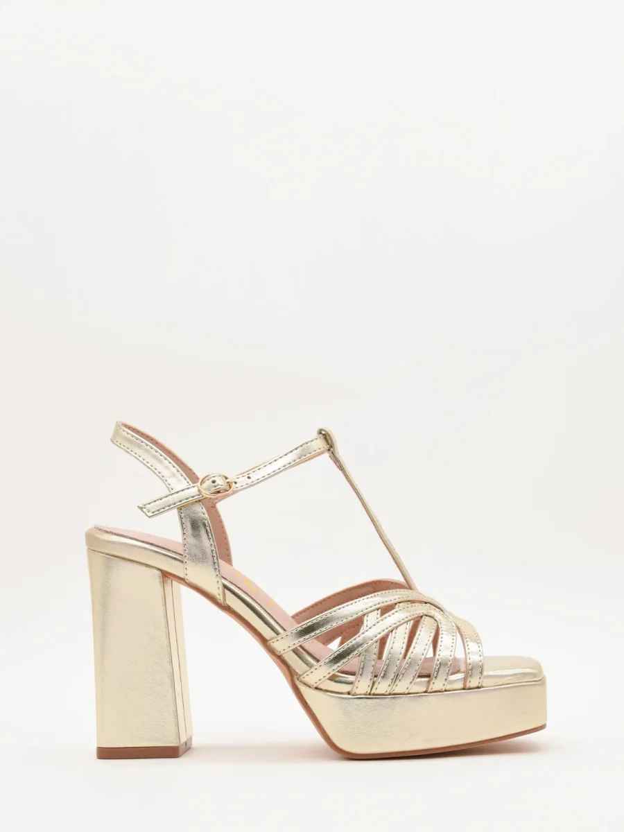 Sandalias doradas elegantes con plataforma - Imagen 2