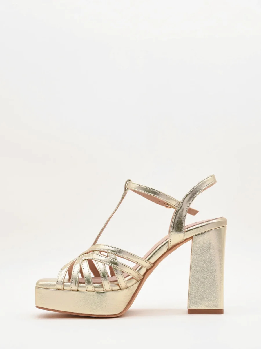 Sandalias doradas elegantes con plataforma - Imagen 6