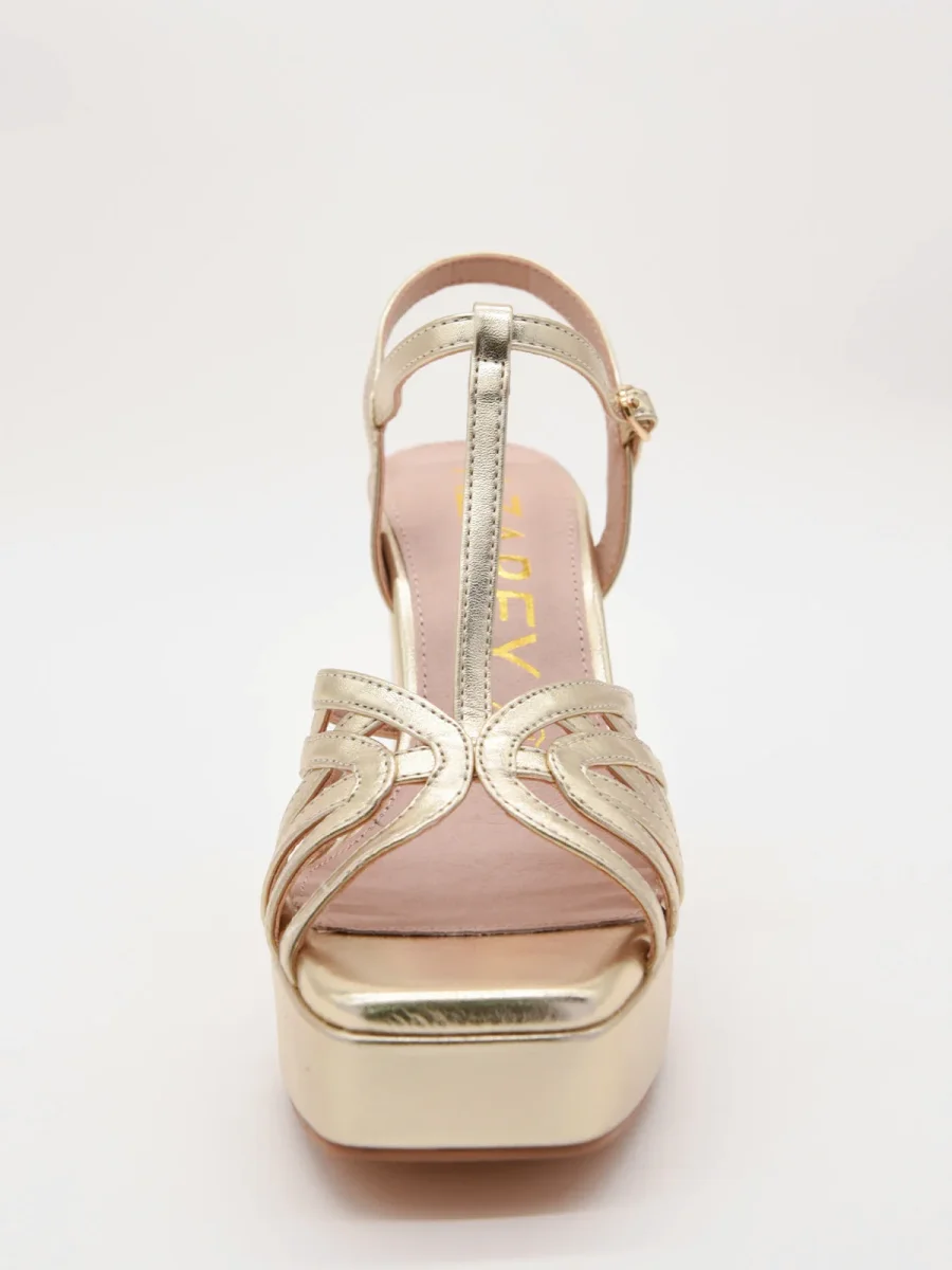 Sandalias doradas elegantes con plataforma - Imagen 8