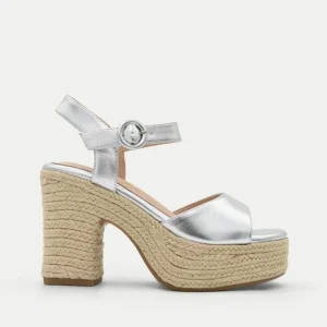 SANDALIAS DE TACÓN PLATA CON PLATAFORMA DE YUTE
