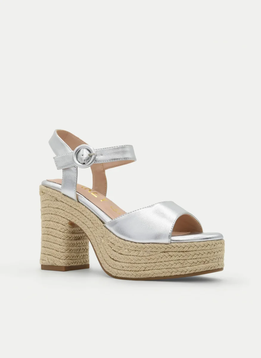 SANDALIAS DE TACÓN PLATA CON PLATAFORMA DE YUTE - Imagen 3
