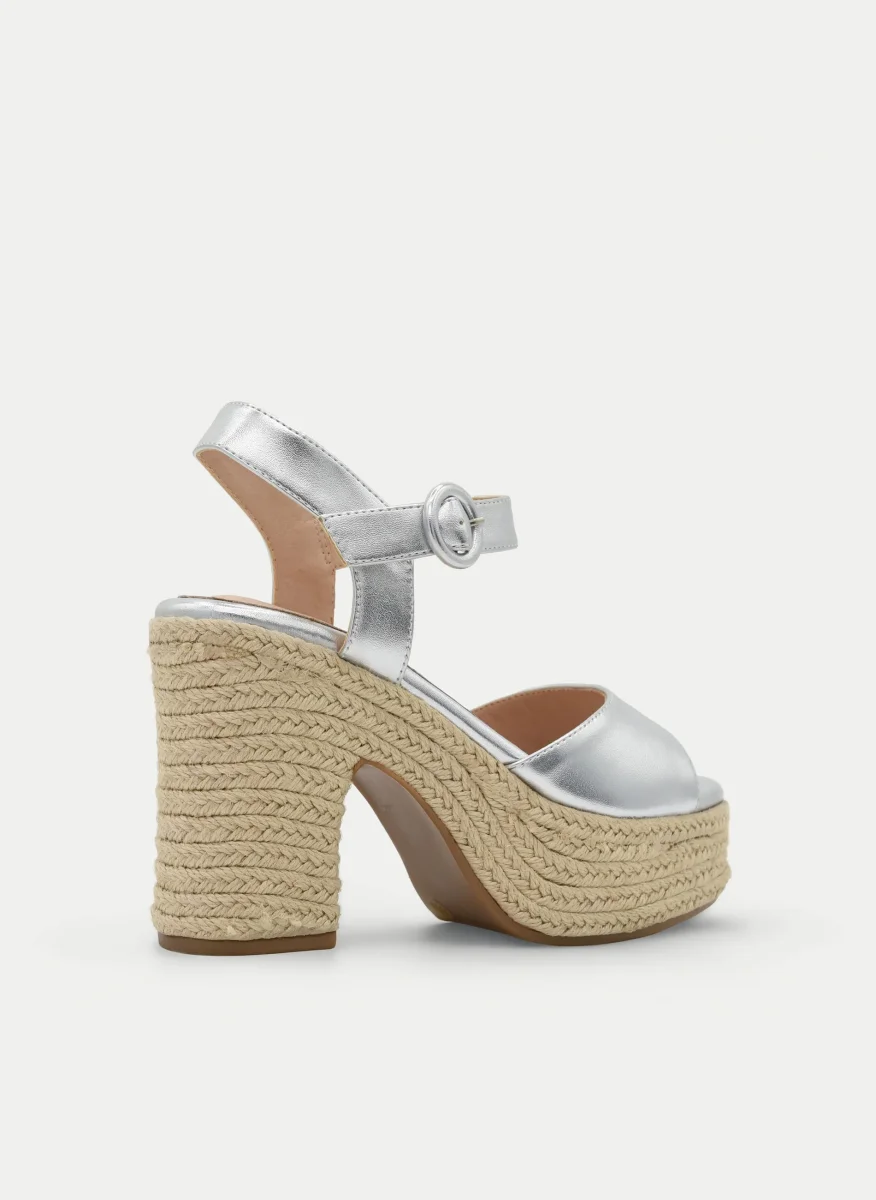 SANDALIAS DE TACÓN PLATA CON PLATAFORMA DE YUTE - Imagen 5