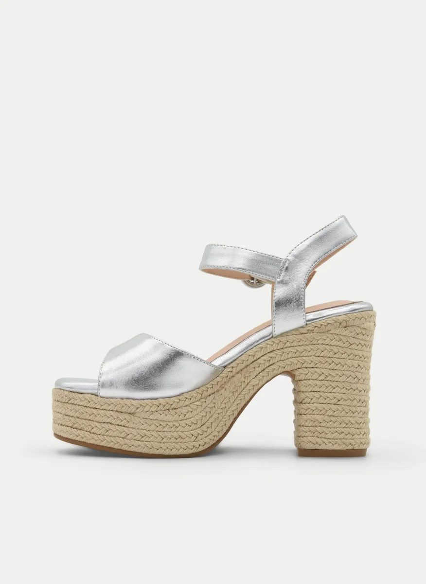 SANDALIAS DE TACÓN PLATA CON PLATAFORMA DE YUTE - Imagen 6
