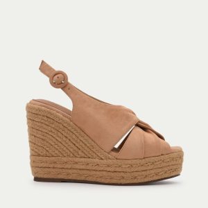 SANDALIA CUÑA ESPARTO CAMEL CON NUDO