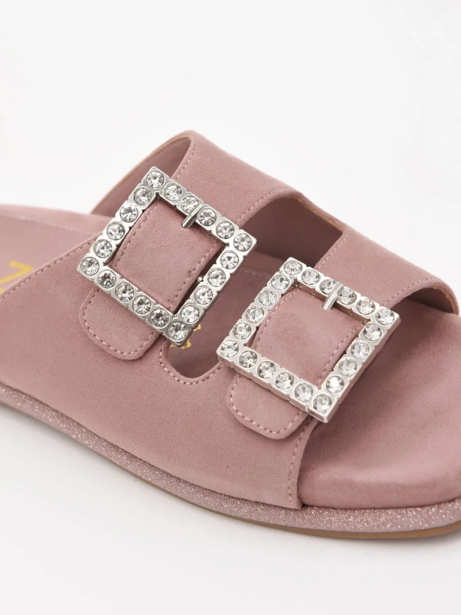 Sandalias planas rosas con hebillas de pedrería - Imagen 7