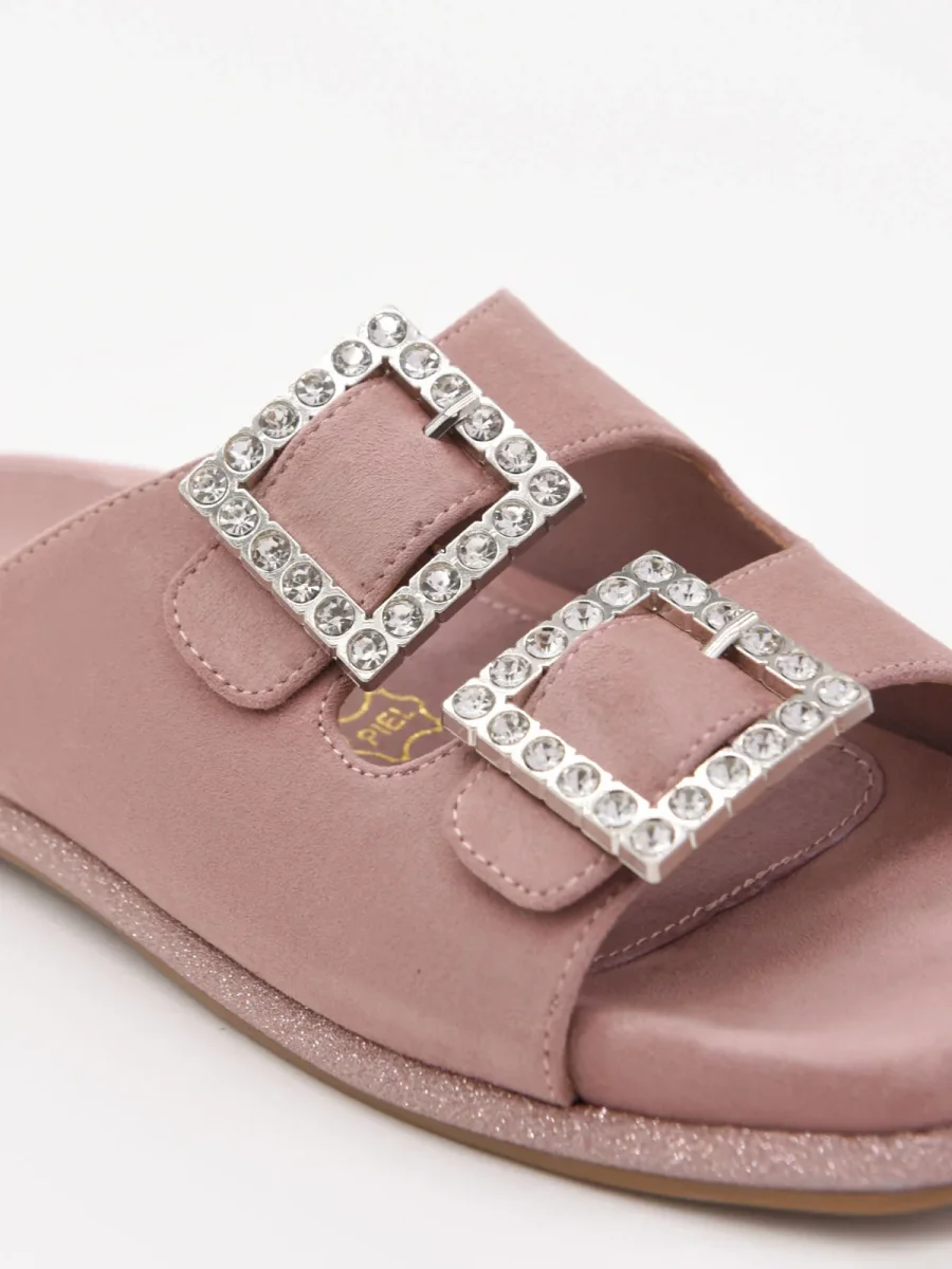 Sandalias planas rosas con hebillas de pedrería - Imagen 8