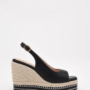 Sandalias de cuña yute color negro