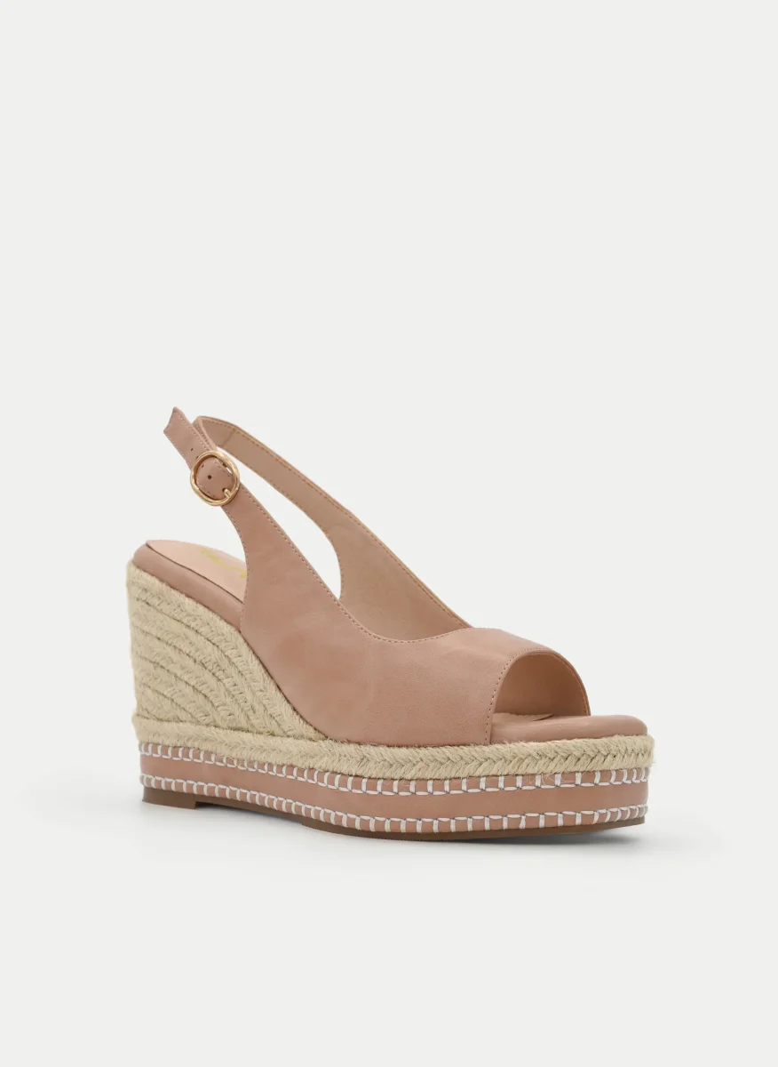 Sandalias de cuña yute color taupe - Imagen 3