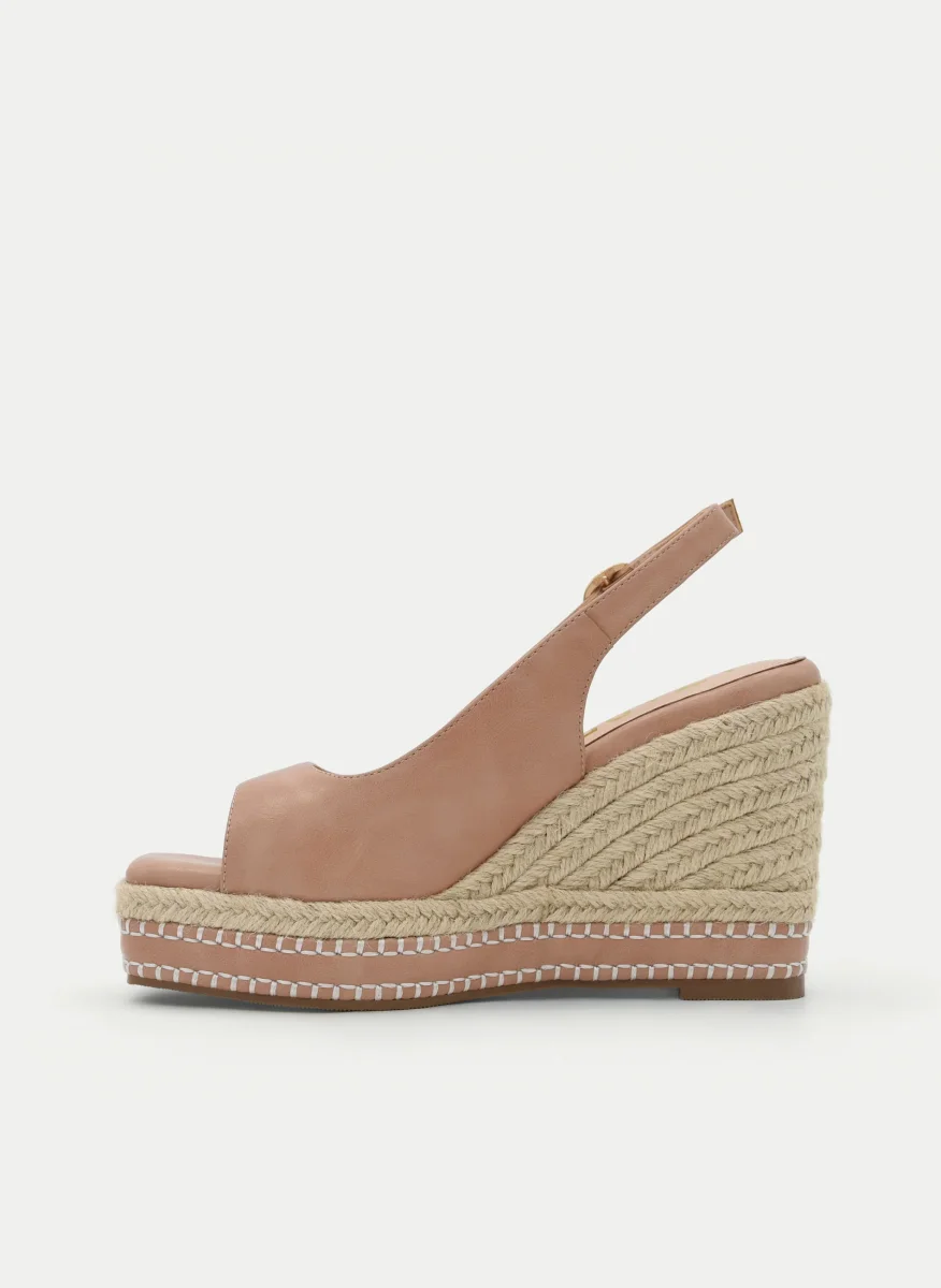 Sandalias de cuña yute color taupe - Imagen 5