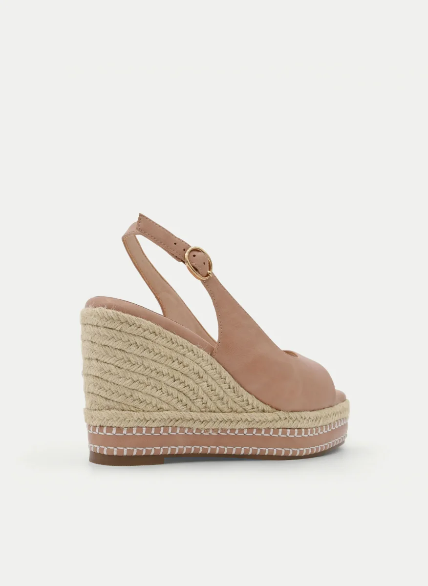 Sandalias de cuña yute color taupe - Imagen 6