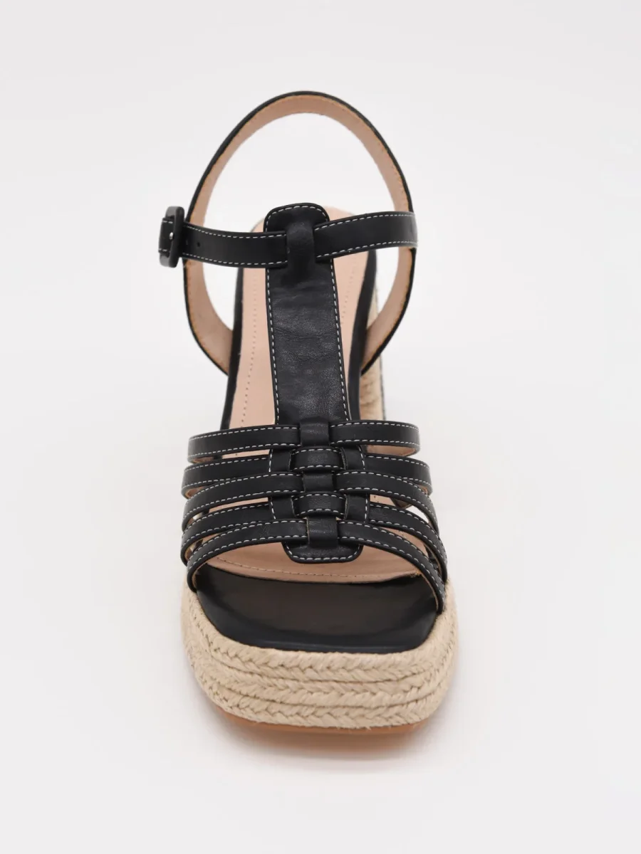 Sandalias de tacón negro con plataforma de yute - Imagen 7