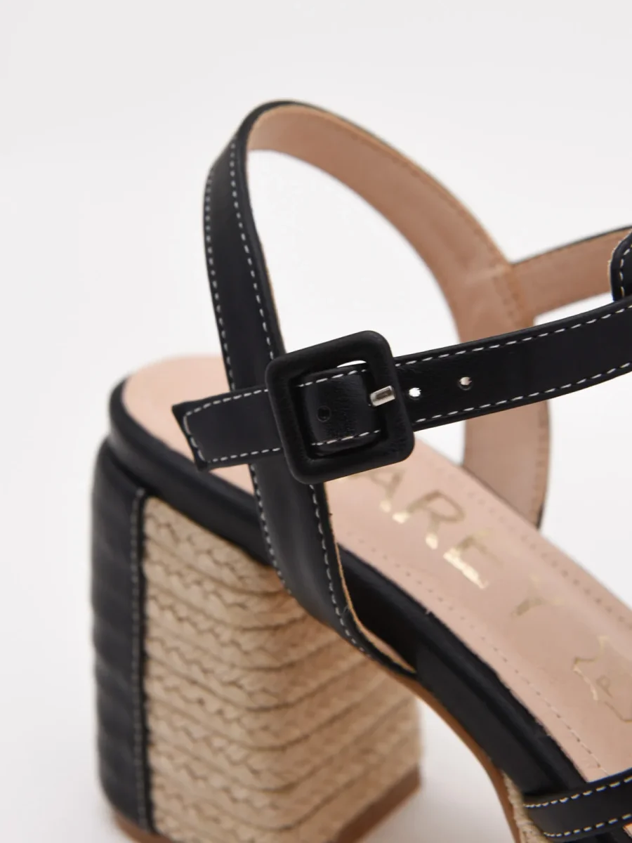 Sandalias de tacón negro con plataforma de yute - Imagen 8