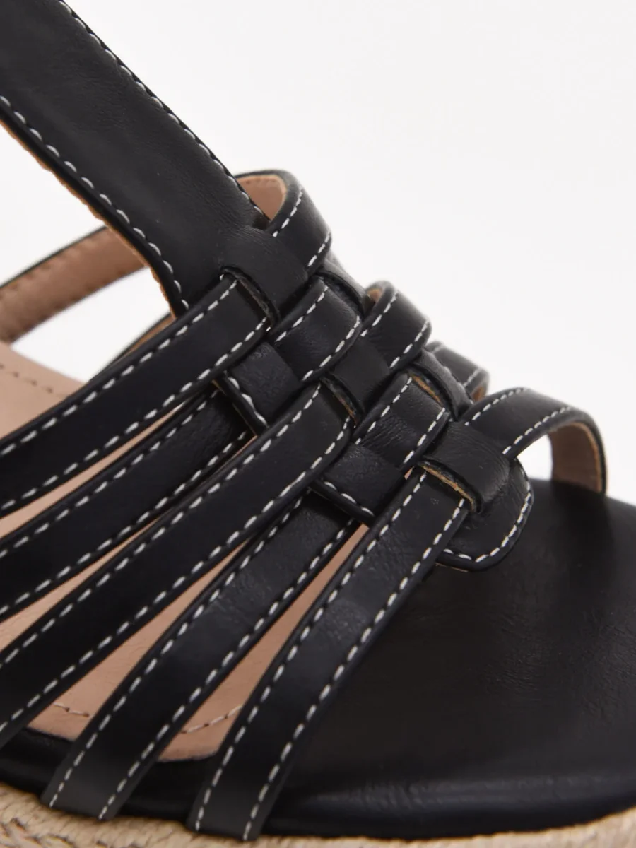 Sandalias de tacón negro con plataforma de yute - Imagen 9