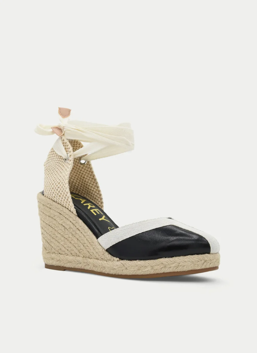 ALPARGATA CUÑA NEGRO Y BEIGE LAZADA - Imagen 3