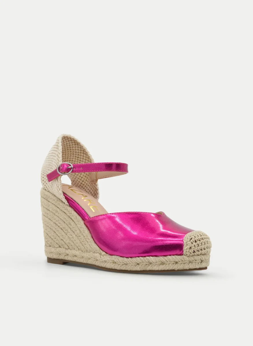 ALPARGATAS DE CUÑA FUCSIA METALIZADAS CON PLATAFORMA DE YUTE - Imagen 3