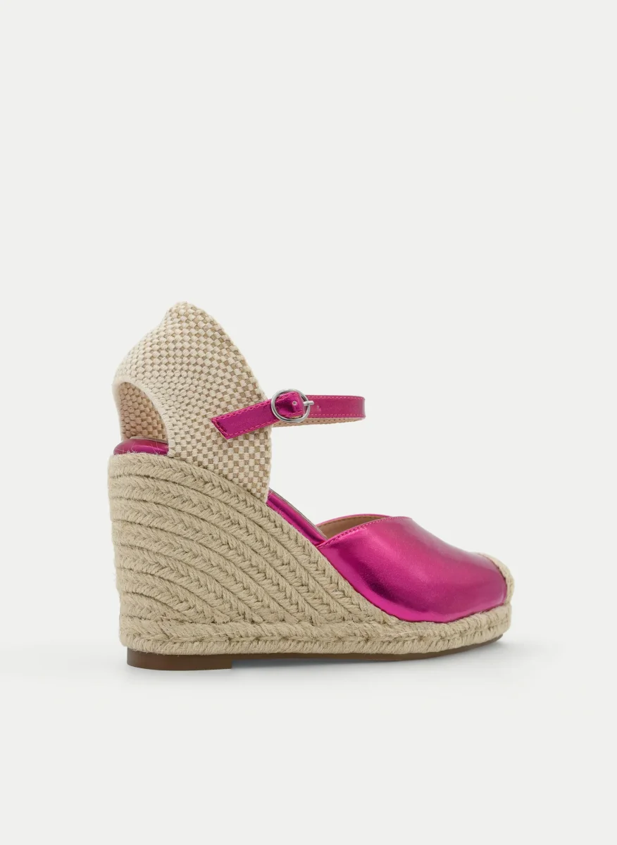 ALPARGATAS DE CUÑA FUCSIA METALIZADAS CON PLATAFORMA DE YUTE - Imagen 5