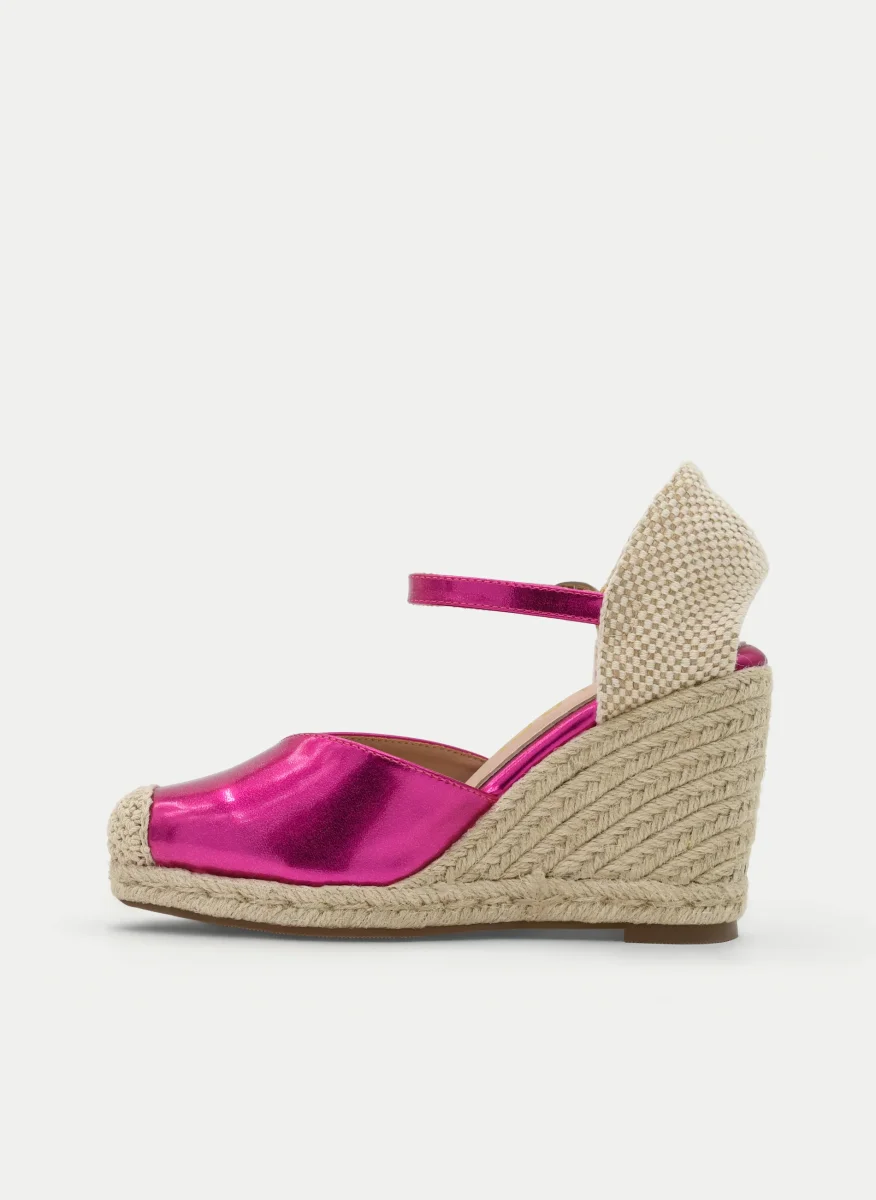 ALPARGATAS DE CUÑA FUCSIA METALIZADAS CON PLATAFORMA DE YUTE - Imagen 6