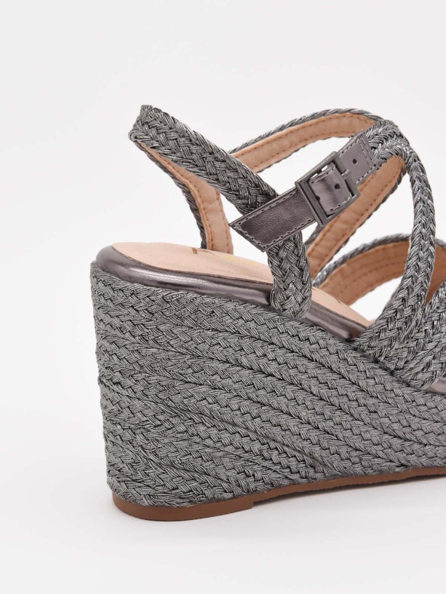 Cuñas de yute gris con tiras cruzadas y plataforma - Imagen 5