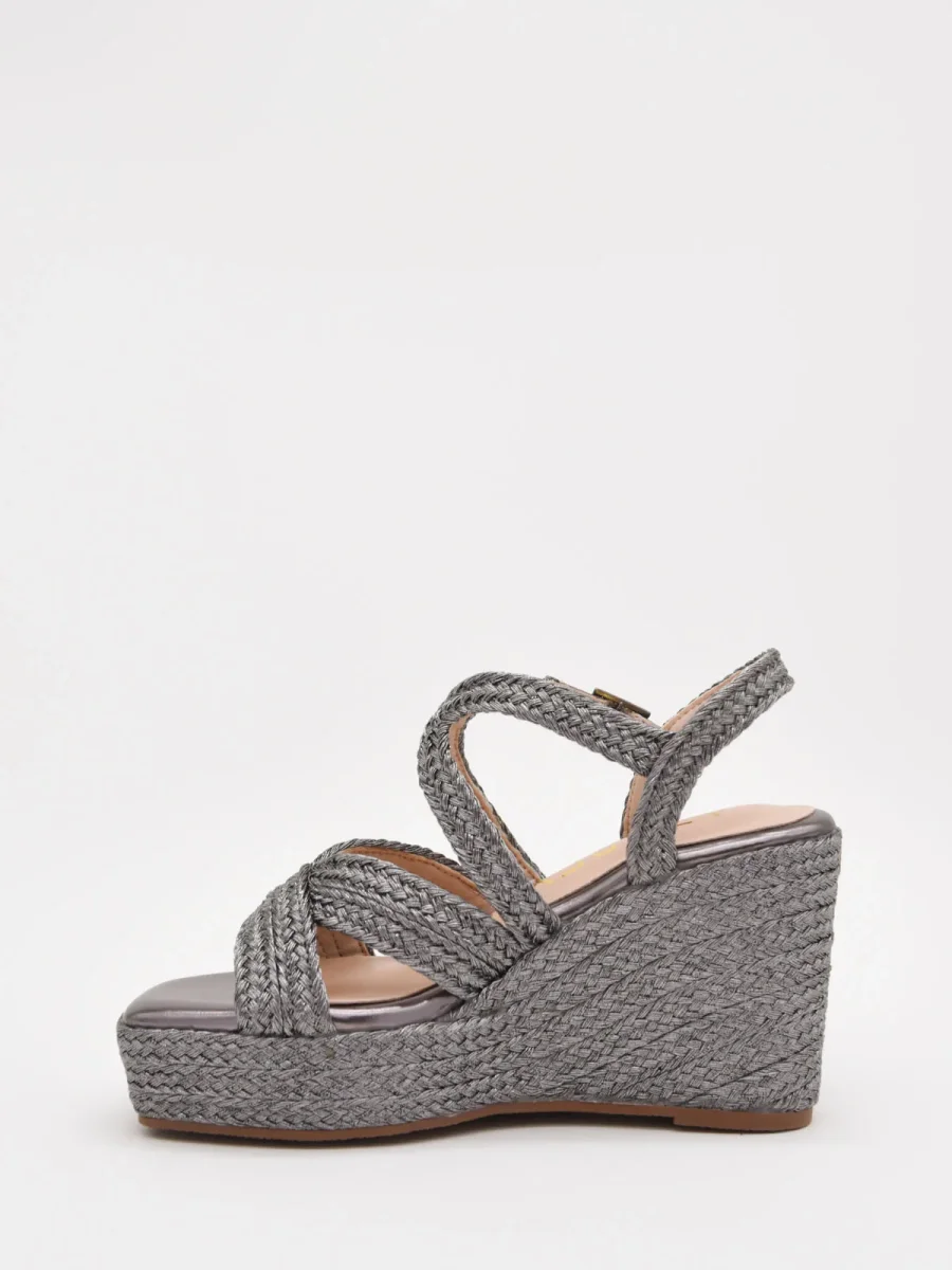 Cuñas de yute gris con tiras cruzadas y plataforma - Imagen 6