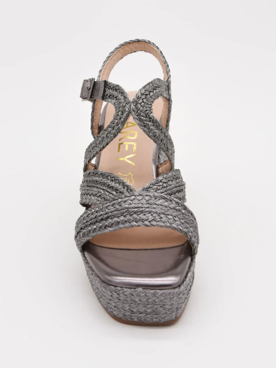 Cuñas de yute gris con tiras cruzadas y plataforma - Imagen 7