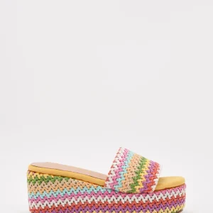 Cuñas tejidas amarillas multicolor