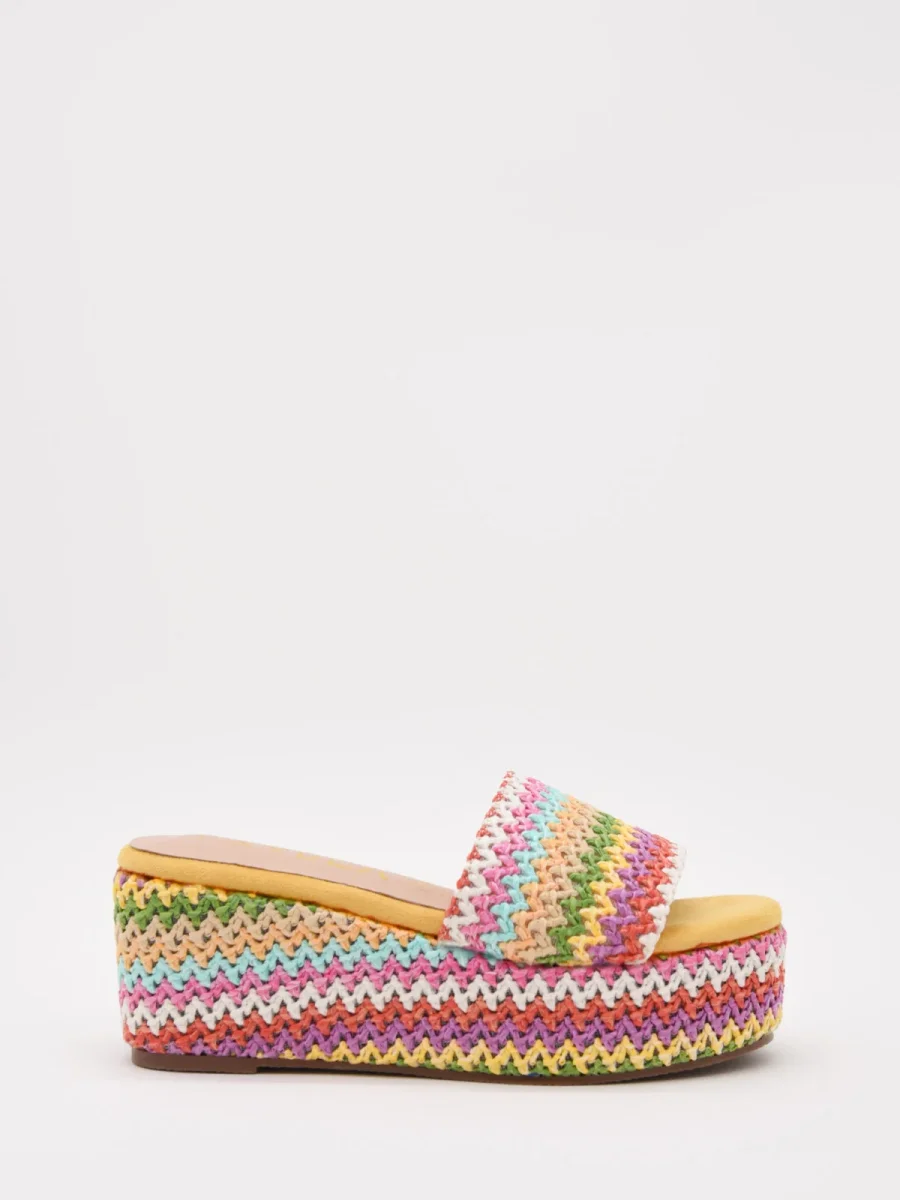 Cuñas tejidas amarillas multicolor - Imagen 2