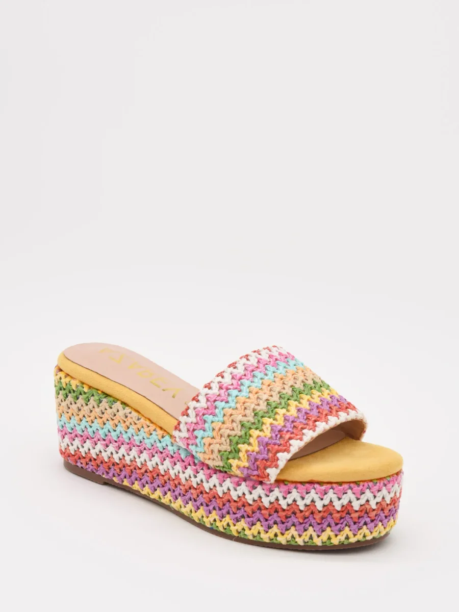 Cuñas tejidas amarillas multicolor - Imagen 3