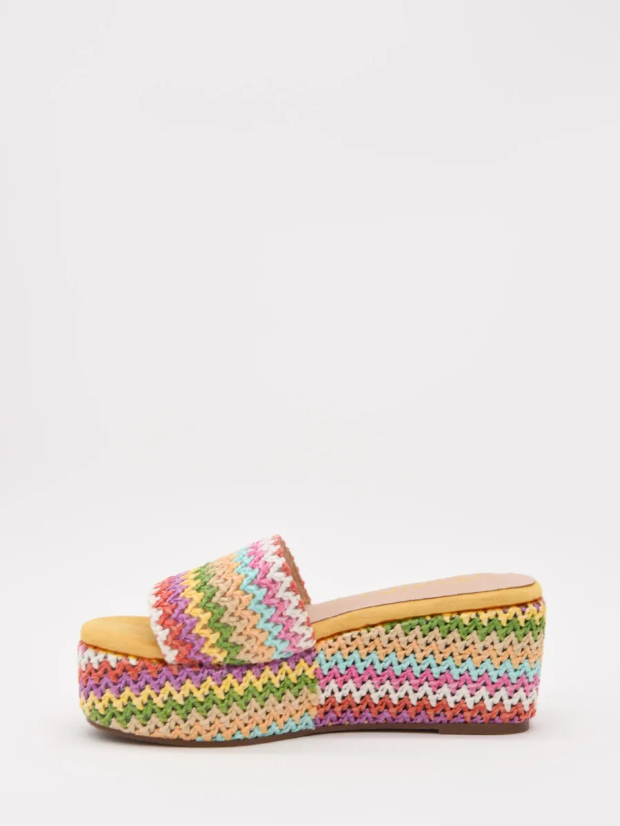 Cuñas tejidas amarillas multicolor - Imagen 6