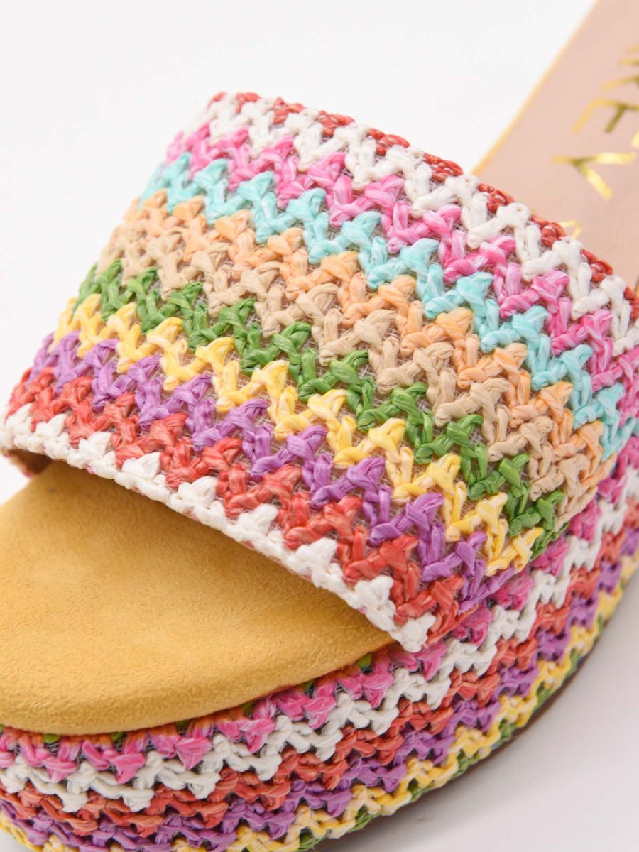 Cuñas tejidas amarillas multicolor - Imagen 8